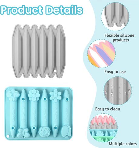 4Pcs Reusable Silicone Crayon Molds Flower, 6 Cavity 3D Silicone Oven Safe Crayon Molds Wax Melting Maker for DIY Chocolate, Candle, Art Projects, Recycling Non-Stick with Assorted Shapes Included in Saudi Arabia