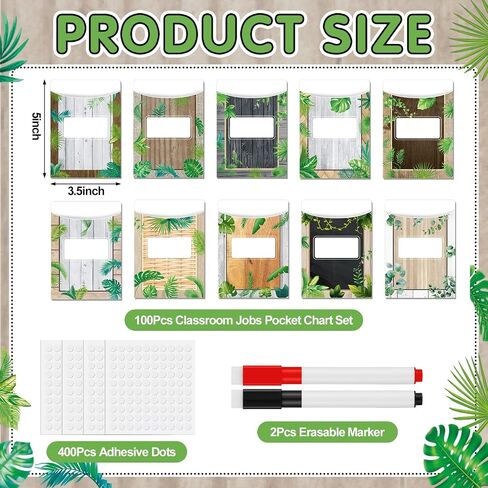 100 PCS Class Library Card Pockets و Classfrice Jobs Bulletin Bulletin Library Pockets مع قلم قابلة للمحوّل والغراء لمكتب منزلي من الطباشير إلى ديكور المدرسة (Blackboard) in Saudi Arabia