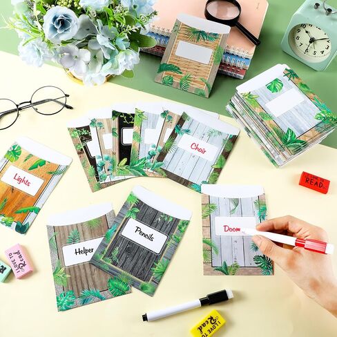 100 PCS Class Library Card Pockets و Classfrice Jobs Bulletin Bulletin Library Pockets مع قلم قابلة للمحوّل والغراء لمكتب منزلي من الطباشير إلى ديكور المدرسة (Blackboard) in Saudi Arabia