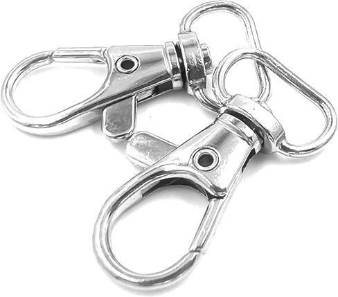 Silver 30pcs 360 ° قطب معدني الزناد خط السنانير السنانير مشابك مخلب جراد البحر ، حلقة واسعة 1/2 بوصة د ، خطافات مفاتيح كبيرة الحجم ، 13 ملم في الهوية ، بطول 36 ملم (الفضة) in Kuwait