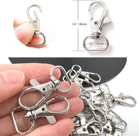 Silver 30pcs 360 ° قطب معدني الزناد خط السنانير السنانير مشابك مخلب جراد البحر ، حلقة واسعة 1/2 بوصة د ، خطافات مفاتيح كبيرة الحجم ، 13 ملم في الهوية ، بطول 36 ملم (الفضة) in Kuwait