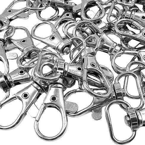 Silver 30pcs 360 ° قطب معدني الزناد خط السنانير السنانير مشابك مخلب جراد البحر ، حلقة واسعة 1/2 بوصة د ، خطافات مفاتيح كبيرة الحجم ، 13 ملم في الهوية ، بطول 36 ملم (الفضة) in Kuwait