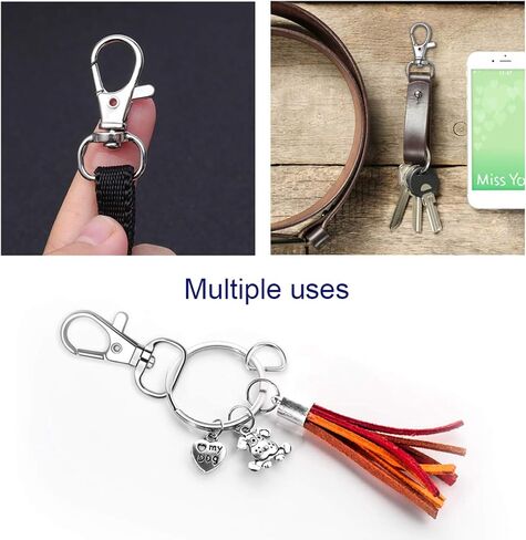 Silver 30pcs 360 ° قطب معدني الزناد خط السنانير السنانير مشابك مخلب جراد البحر ، حلقة واسعة 1/2 بوصة د ، خطافات مفاتيح كبيرة الحجم ، 13 ملم في الهوية ، بطول 36 ملم (الفضة) in Kuwait