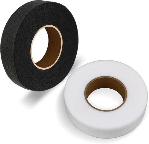 140 Yards 1 Inch Hem Tape,Hemming Tape for Pants Iron on Hemming Tapes Adhesive No Stitch Witchery Sew Tapes Fabric Fusible Wonder Web for Crafting Project Pants Curtain Clothes(2 Rolls Black+White) in Saudi Arabia