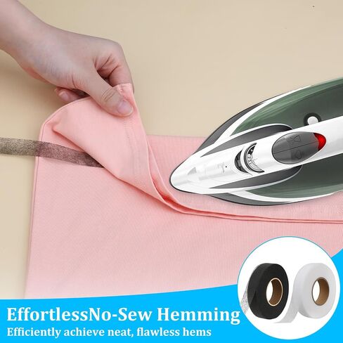 140 Yards 1 Inch Hem Tape,Hemming Tape for Pants Iron on Hemming Tapes Adhesive No Stitch Witchery Sew Tapes Fabric Fusible Wonder Web for Crafting Project Pants Curtain Clothes(2 Rolls Black+White) in Saudi Arabia