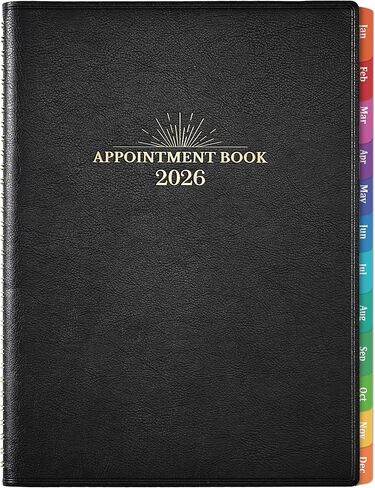 2026 Appointment Book & Planner - 2026 Daily Hourly Planner, 8.5" x 11", Jan 2026 - Dec 2026, 2026 Weekly Appointment Book, Planners with Colorful Tabs, Leather Cover, 15-Minute Interval - Black in Saudi Arabia
