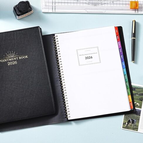2026 Appointment Book & Planner - 2026 Daily Hourly Planner, 8.5" x 11", Jan 2026 - Dec 2026, 2026 Weekly Appointment Book, Planners with Colorful Tabs, Leather Cover, 15-Minute Interval - Black in Saudi Arabia