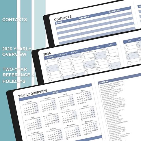 2026 Appointment Book & Planner - 2026 Daily Hourly Planner, 8.5" x 11", Jan 2026 - Dec 2026, 2026 Weekly Appointment Book, Planners with Colorful Tabs, Leather Cover, 15-Minute Interval - Black in Saudi Arabia