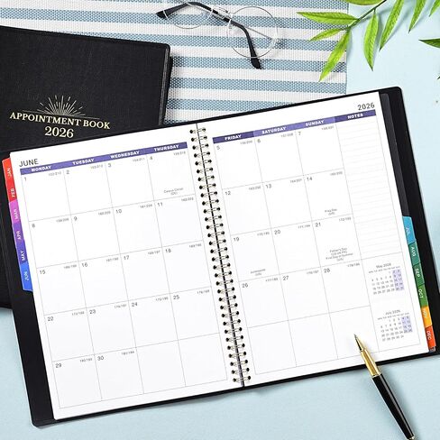 2026 Appointment Book & Planner - 2026 Daily Hourly Planner, 8.5" x 11", Jan 2026 - Dec 2026, 2026 Weekly Appointment Book, Planners with Colorful Tabs, Leather Cover, 15-Minute Interval - Black in Saudi Arabia