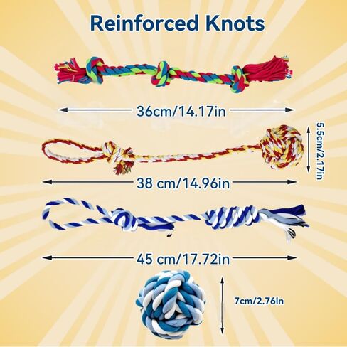 4-Pack Cotton Rope Dog Toys, Puppy Teething Chews for Small-Medium Breeds, Durable Tug-of-War & Fetch Toys for Indoor/Outdoor Play, Aggressive Chewers, Boredom Relief, Teeth Clean in Saudi Arabia