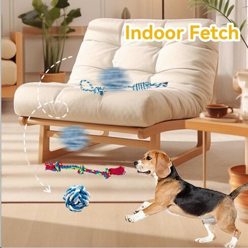 4-Pack Cotton Rope Dog Toys, Puppy Teething Chews for Small-Medium Breeds, Durable Tug-of-War & Fetch Toys for Indoor/Outdoor Play, Aggressive Chewers, Boredom Relief, Teeth Clean in Saudi Arabia