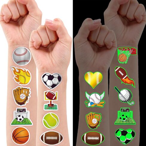 96 PCS Sports Ball Pre-Cut Tattoos Tattoos Decorts Decortations Party Party Decorts Favors Supplies Decor Basketball Baseball Baseball Soccer Tattoo Difts for Boys Girls Class Rizes (Normal) in Kuwait