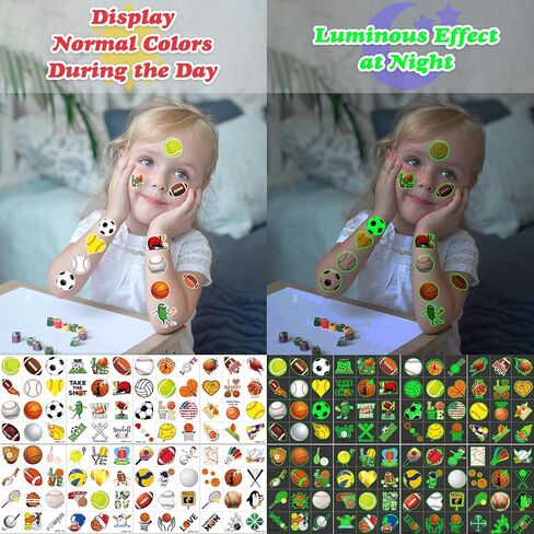 96 PCS Sports Ball Pre-Cut Tattoos Tattoos Decorts Decortations Party Party Decorts Favors Supplies Decor Basketball Baseball Baseball Soccer Tattoo Difts for Boys Girls Class Rizes (Normal) in Kuwait