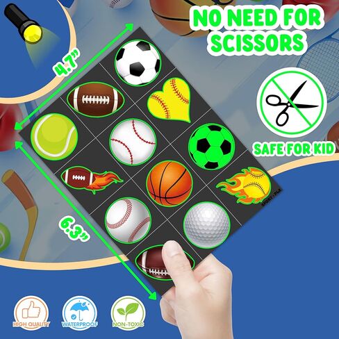 96 PCS Sports Ball Pre-Cut Tattoos Tattoos Decorts Decortations Party Party Decorts Favors Supplies Decor Basketball Baseball Baseball Soccer Tattoo Difts for Boys Girls Class Rizes (Normal) in Kuwait