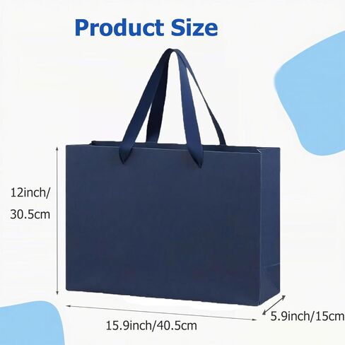 حقيبة هدايا Mulianbox Navy Blue 6 حزمة ، 15.9 × 5.9 × 12 بوصة إضافية لفائف الهدايا الكبرى مع مقابض الشريط ، وأكياس الورق الكراف الثقيلة القابلة لإعادة الاستخدام بشكل كبير للتسوق ، والزفاف ، والهدية ، والتجزئة ، والتجزئة in Kuwait