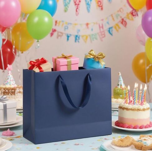 حقيبة هدايا Mulianbox Navy Blue 6 حزمة ، 15.9 × 5.9 × 12 بوصة إضافية لفائف الهدايا الكبرى مع مقابض الشريط ، وأكياس الورق الكراف الثقيلة القابلة لإعادة الاستخدام بشكل كبير للتسوق ، والزفاف ، والهدية ، والتجزئة ، والتجزئة in Kuwait