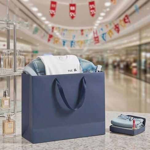 حقيبة هدايا Mulianbox Navy Blue 6 حزمة ، 15.9 × 5.9 × 12 بوصة إضافية لفائف الهدايا الكبرى مع مقابض الشريط ، وأكياس الورق الكراف الثقيلة القابلة لإعادة الاستخدام بشكل كبير للتسوق ، والزفاف ، والهدية ، والتجزئة ، والتجزئة in Kuwait