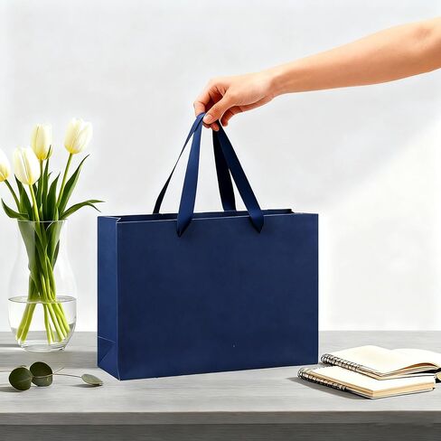 حقيبة هدايا Mulianbox Navy Blue 6 حزمة ، 15.9 × 5.9 × 12 بوصة إضافية لفائف الهدايا الكبرى مع مقابض الشريط ، وأكياس الورق الكراف الثقيلة القابلة لإعادة الاستخدام بشكل كبير للتسوق ، والزفاف ، والهدية ، والتجزئة ، والتجزئة in Kuwait