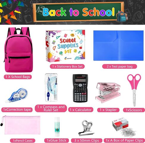 126 Pcs 2025 Middle High School Supplies Kit with Backpack for Student 7-12 Grades, Back to School Supplies Bulk Bundle Essential Notebook Calculator for Senior Student(Hot Pink Aesthetics) in Saudi Arabia