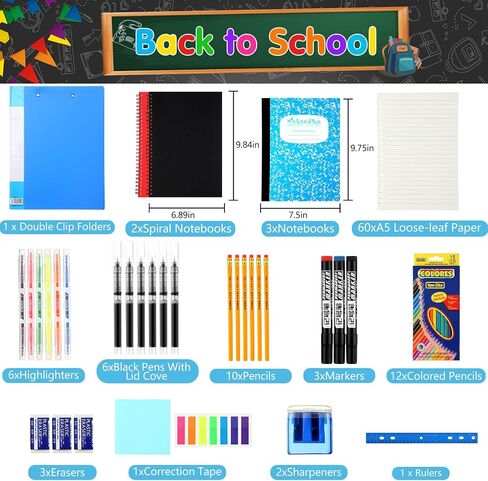 126 Pcs 2025 Middle High School Supplies Kit with Backpack for Student 7-12 Grades, Back to School Supplies Bulk Bundle Essential Notebook Calculator for Senior Student(Hot Pink Aesthetics) in Saudi Arabia
