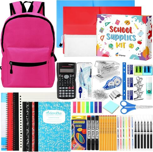 126 Pcs 2025 Middle High School Supplies Kit with Backpack for Student 7-12 Grades, Back to School Supplies Bulk Bundle Essential Notebook Calculator for Senior Student(Hot Pink Aesthetics) in Saudi Arabia