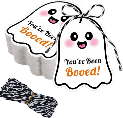 80 PCS Halloween Tags with String ، لقد تم Booed Gifts Tag ، علامات Happy Halloween for Goodie Ghost Boo Gifts for Presents Party Form in Kuwait