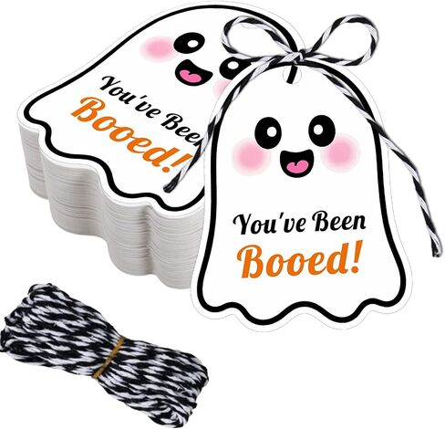 80 PCS Halloween Tags with String ، لقد تم Booed Gifts Tag ، علامات Happy Halloween for Goodie Ghost Boo Gifts for Presents Party Form in Kuwait