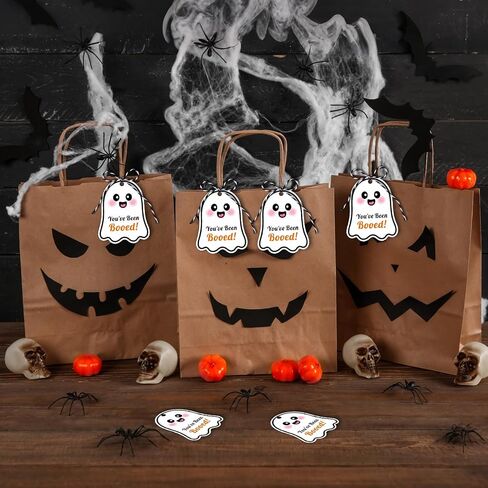 80 PCS Halloween Tags with String ، لقد تم Booed Gifts Tag ، علامات Happy Halloween for Goodie Ghost Boo Gifts for Presents Party Form in Kuwait