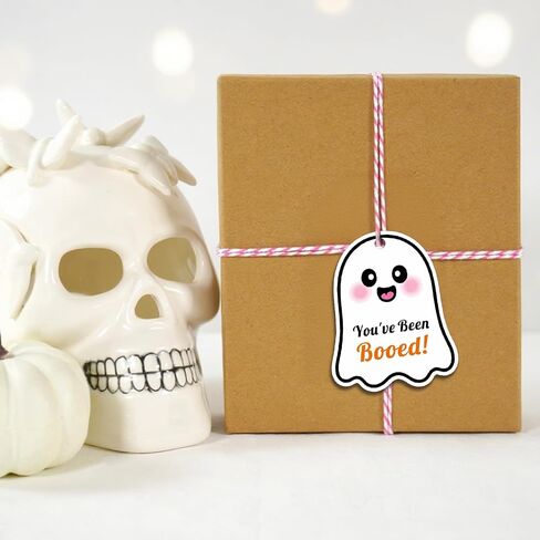 80 PCS Halloween Tags with String ، لقد تم Booed Gifts Tag ، علامات Happy Halloween for Goodie Ghost Boo Gifts for Presents Party Form in Kuwait