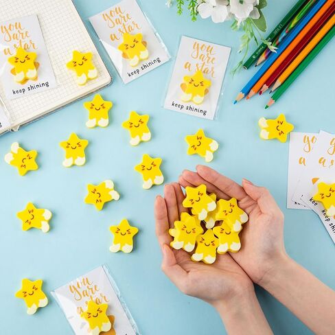25 Sets Inspirational Gifts for Students Motivational Star Shaped Erasers You're a Star Erasers Emotional Cards for Party Office School Exchange Gifts in Saudi Arabia