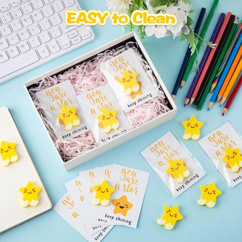 25 Sets Inspirational Gifts for Students Motivational Star Shaped Erasers You're a Star Erasers Emotional Cards for Party Office School Exchange Gifts in Saudi Arabia