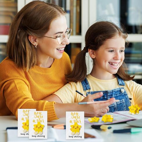 25 Sets Inspirational Gifts for Students Motivational Star Shaped Erasers You're a Star Erasers Emotional Cards for Party Office School Exchange Gifts in Saudi Arabia