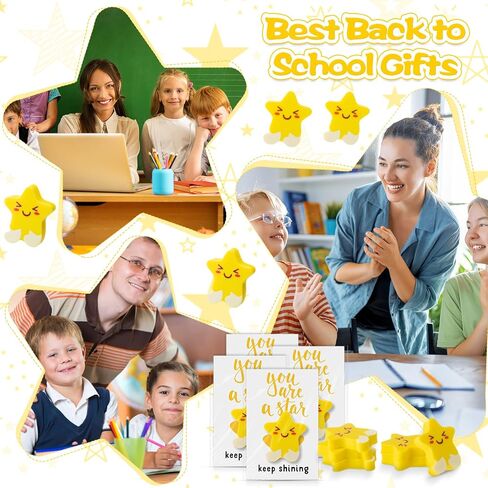 25 Sets Inspirational Gifts for Students Motivational Star Shaped Erasers You're a Star Erasers Emotional Cards for Party Office School Exchange Gifts in Saudi Arabia