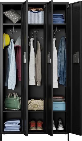 6 Doors Metal Storage Lockers for Employees,Industrial Steel Locker with 18 Hooks for Gym,School,Garage,Office,Bedroom,Assembly Required,Black in Kuwait