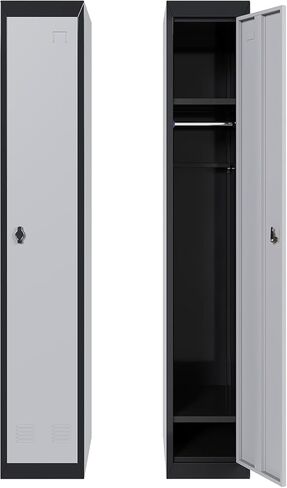 GarveeHome Metal Locker Cabinet 71" Tall w/ 2 Doors & Hanging Rod | Heavy-Duty Steel Storage w/Shelf & Ventilation | Rust-Resistant Slim Organizer for Office, School, Gym in Kuwait