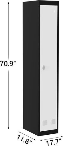 GarveeHome Metal Locker Cabinet 71" Tall w/ 2 Doors & Hanging Rod | Heavy-Duty Steel Storage w/Shelf & Ventilation | Rust-Resistant Slim Organizer for Office, School, Gym in Kuwait
