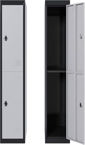 GarveeHome Metal Locker Cabinet 71" Tall w/ 2 Doors & Hanging Rod | Heavy-Duty Steel Storage w/Shelf & Ventilation | Rust-Resistant Slim Organizer for Office, School, Gym in Kuwait
