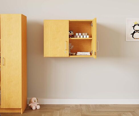 Tot Mate Wall Mounted Storage Lock Cabinet - 30in Wide | Ready-to-Assemble, Maple/Maple in Saudi Arabia