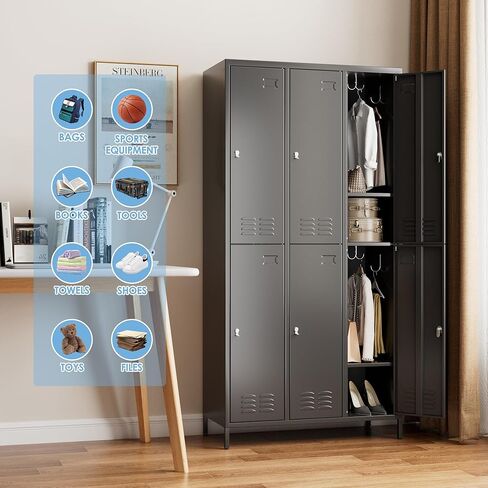 ترقية 3 أبواب خزائن تخزين المعادن للموظفين ، خزانة تخزين الفولاذ الصناعي مع السنانير وثقب الهواء للصالة الرياضية ، المدارس ، المرآب ، المكتب ، التجميع مطلوب ، أسود in Kuwait