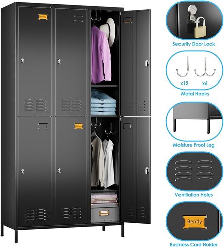 ترقية 3 أبواب خزائن تخزين المعادن للموظفين ، خزانة تخزين الفولاذ الصناعي مع السنانير وثقب الهواء للصالة الرياضية ، المدارس ، المرآب ، المكتب ، التجميع مطلوب ، أسود in Kuwait