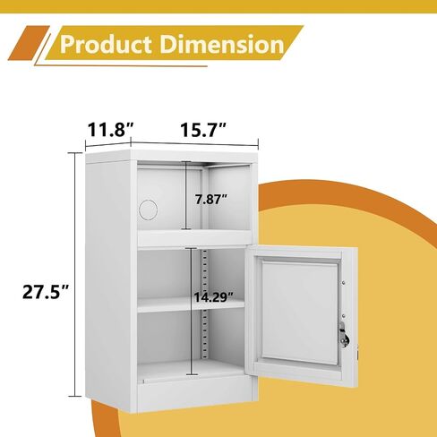 Metal Nightstand with Lockable Door and Adjustable Shelf, Small Storage Locker with Open Countertop, Versatile Side Table for Office, Bedroom, and Living Room, White in Saudi Arabia