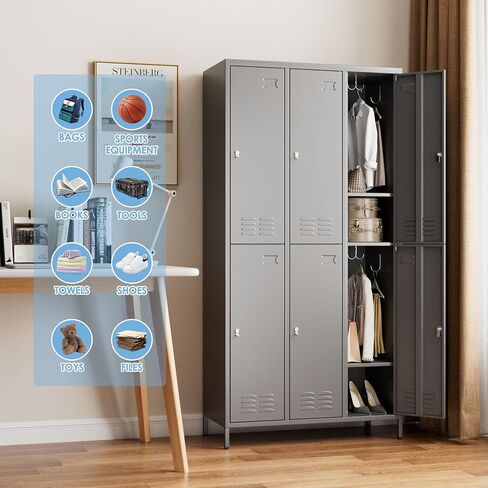Upgrade 3 Doors Metal Storage Lockers for Employees, Industrial Steel Storage Locker with Hooks & Air Hole for Gym,School,Garage,Office,Assembly Required,Black in Saudi Arabia