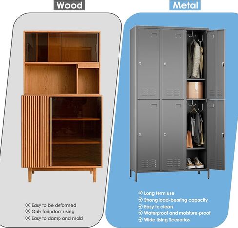 Upgrade 3 Doors Metal Storage Lockers for Employees, Industrial Steel Storage Locker with Hooks & Air Hole for Gym,School,Garage,Office,Assembly Required,Black in Saudi Arabia