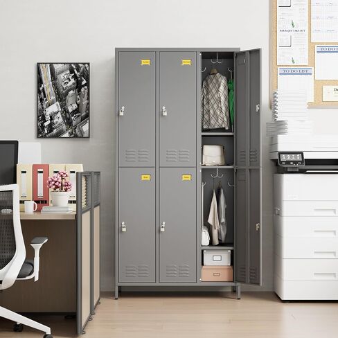 Upgrade 3 Doors Metal Storage Lockers for Employees, Industrial Steel Storage Locker with Hooks & Air Hole for Gym,School,Garage,Office,Assembly Required,Black in Saudi Arabia