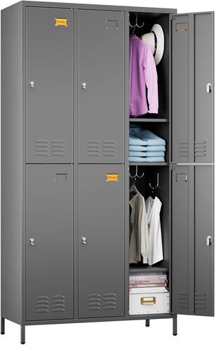 Upgrade 3 Doors Metal Storage Lockers for Employees, Industrial Steel Storage Locker with Hooks & Air Hole for Gym,School,Garage,Office,Assembly Required,Black in Saudi Arabia