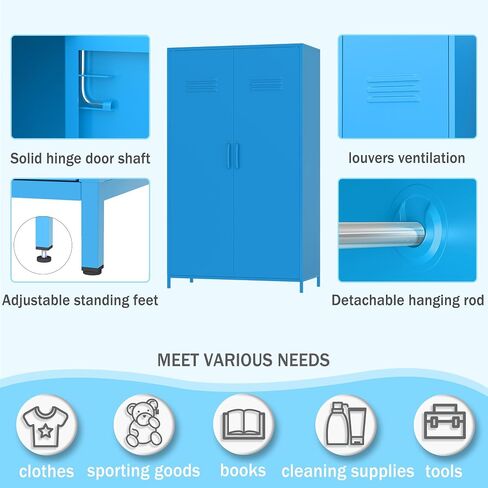 Metal Locker Storage Cabinet, Steel Locker with Magnetic Door and Two Adjustable Shelves, Metal Storage Locker for Office, Home, Gym, School and Employee(Red) in Saudi Arabia