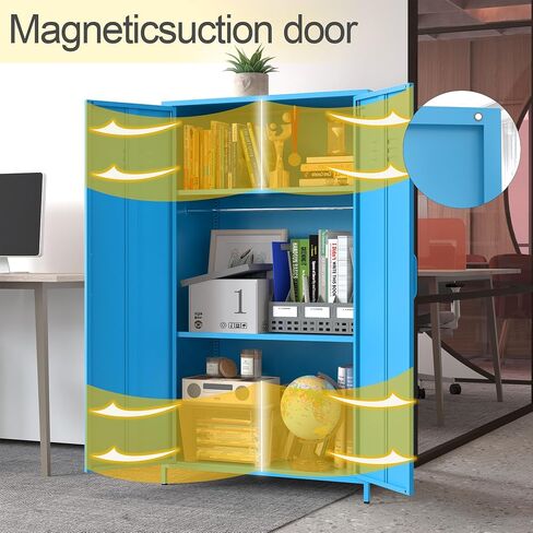Metal Locker Storage Cabinet, Steel Locker with Magnetic Door and Two Adjustable Shelves, Metal Storage Locker for Office, Home, Gym, School and Employee(Red) in Saudi Arabia