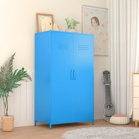 Metal Locker Storage Cabinet, Steel Locker with Magnetic Door and Two Adjustable Shelves, Metal Storage Locker for Office, Home, Gym, School and Employee(Red) in Saudi Arabia
