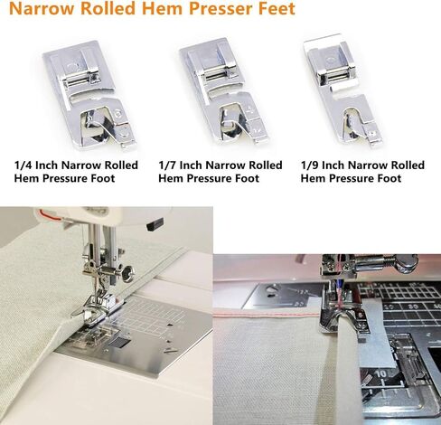 قدم Honeysew Foot Foot ، مجموعة Foot Foot Hemming لخياطة خطوب ضغط الدم المطول للمغني الأخ وآلة الخياطة الأخرى (3size wide led foot) in Saudi Arabia