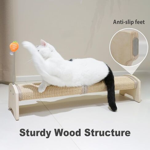 Meeyoview 30" Horizontal Scratching Post, Sisal Cat Scratcher with Spring Toy, Large Floor Mount Scratching Pad, Furniture Protector for Indoor Cats, Square in Saudi Arabia